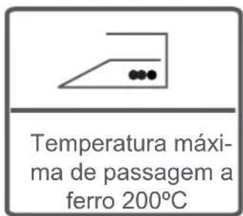 Temperatura máxima de passagem a ferro 200°C