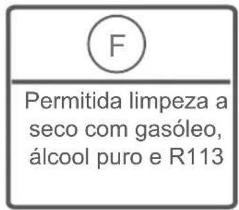 F Permitida limpeza a seco com gasóleo, álcool puro e R113