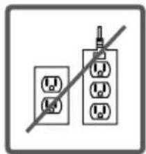 Diagram showing two electrical socket symbols with a diagonal line indicating prohibition or disconnection