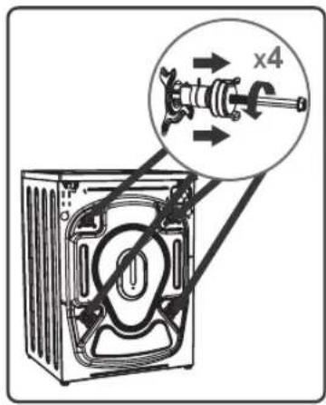 Diagram showing a device with labeled components and directional arrows, including a magnified view of a mechanical component labeled 'x4'.
