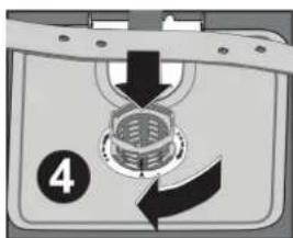 Diagram showing a device with a labeled component and directional arrows indicating motion or flow.