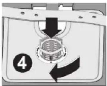 Diagram showing a mechanical or electrical component with labeled parts and directional arrows indicating motion or movement.