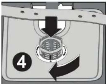 Diagram showing a mechanical or electrical component with labeled parts and directional arrows indicating movement or flow.