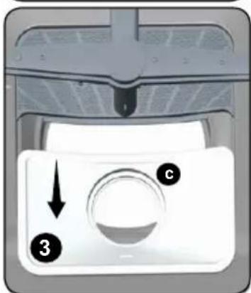 Diagram of a car air vent with labeled controls and directional arrows indicating flow or movement.