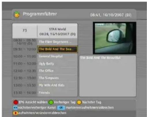 TOPFIELD TF 7740 HDPVR - Die Durchführung von Aufnahmen festlegen unter Benutzung des Programmführers - 1