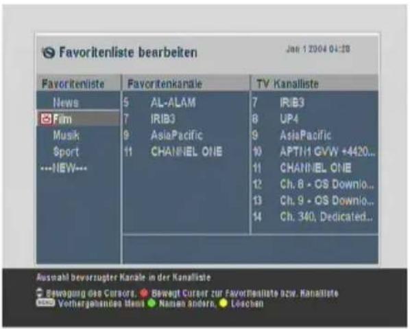 TOPFIELD TF 7710 HSCI - Bearbeiten der Favoritenliste - 1