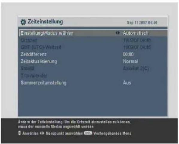 TOPFIELD TF 7710 HSCI - Einstellung der Ortszeit - 1