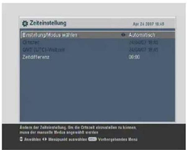 TOPFIELD TF 7710 HCCI - Einstellung der Ortszeit - 1