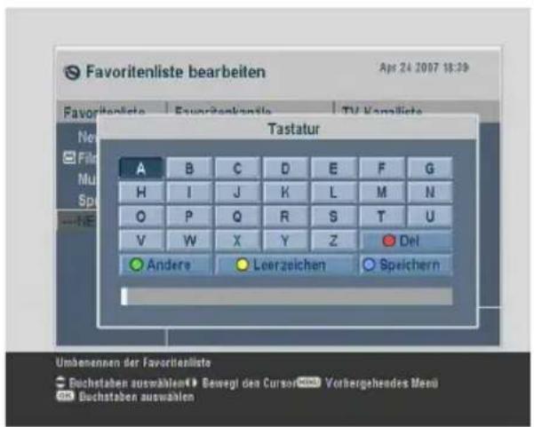 TOPFIELD TF 7710 HCCI - Die Benutzung der Bildschirmtastatur - 1