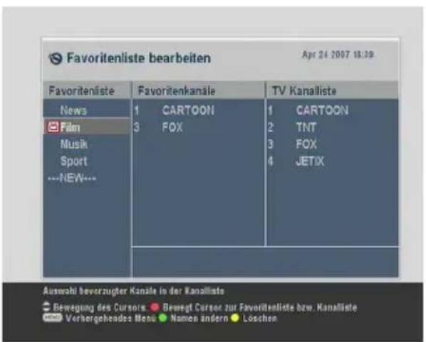 TOPFIELD TF 7710 HCCI - Bearbeiten der Favoritenliste - 1