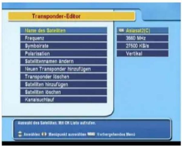TOPFIELD TF 6060 CI - Bearbeiten der Transponderliste - 1