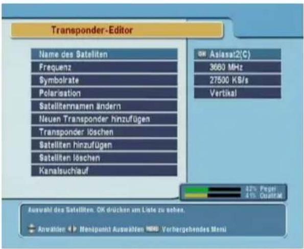 TOPFIELD TF 6000 Fe - Bearbeiten der Transponderliste - 1