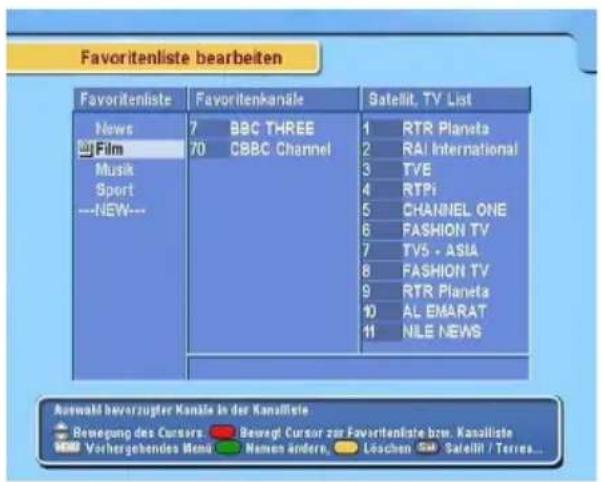 TOPFIELD TF 5400PVR - Bearbeiten der Favoritenliste - 1