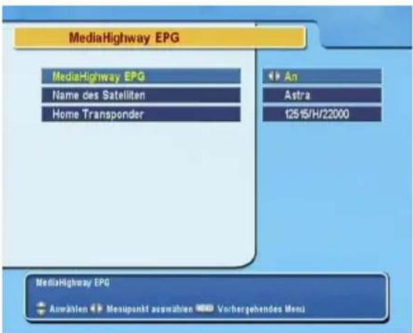 TOPFIELD TF 5400PVR - Einstellungen für den MediaHighway Programmführer - 1