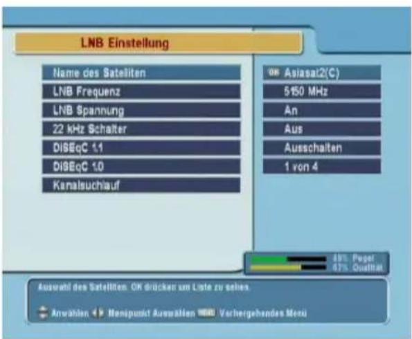 TOPFIELD TF 5400PVR - Konfigurierung der LNB-Einstellungen. - 2
