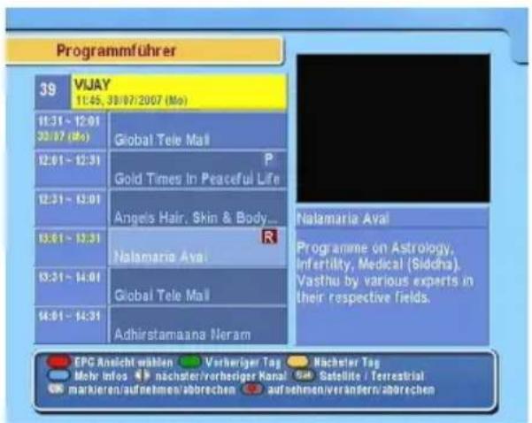 TOPFIELD TF 5400PVR - Planen einer Aufnahme mithilfe des Programmführers - 1
