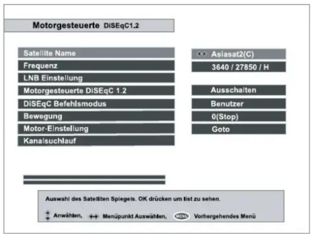 TOPFIELD TF 3000 FEi - VI-3. DiSEqC 1.2 Motorsteuerung - 1