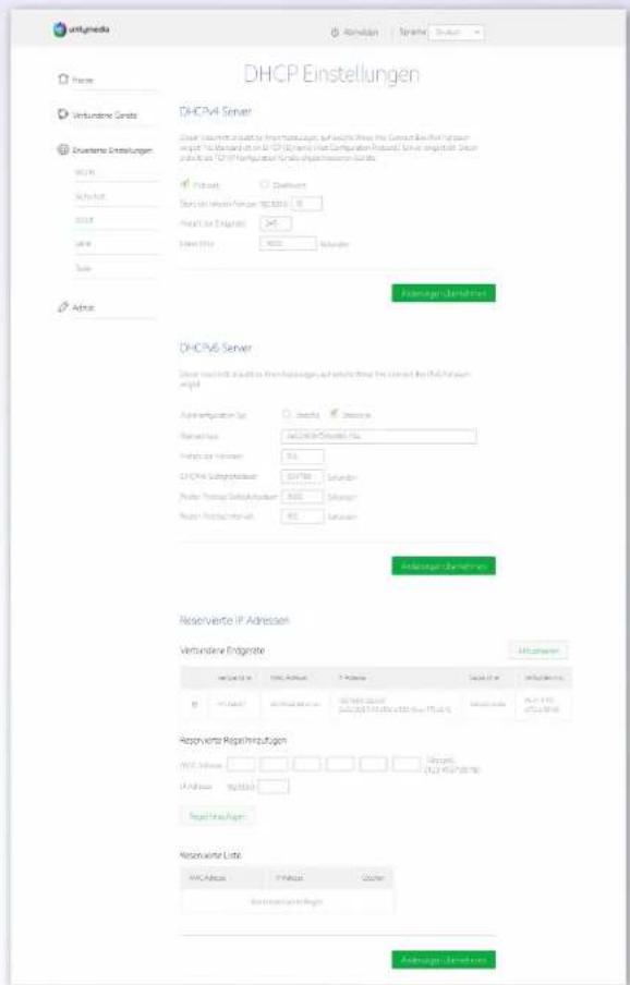 Unitymedia Connect Box - DHCP-Servereinstellungen - 2