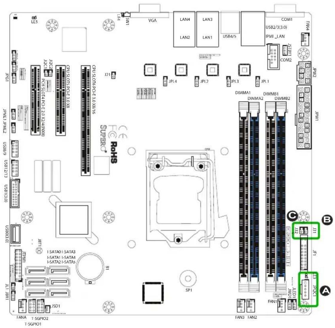 Supermicro X10SLL+-F - LAN3 / LAN4 LED Header - 1