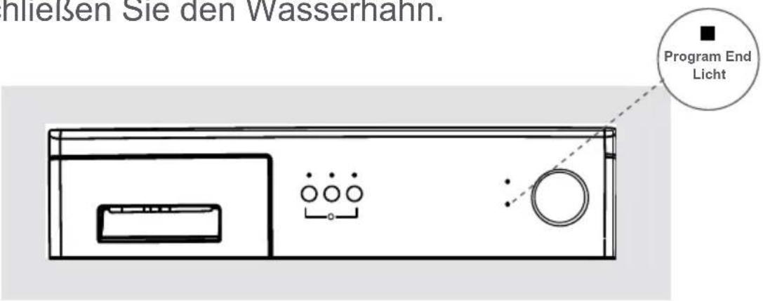 hließen Sie den Wassernahn. Program End Licht