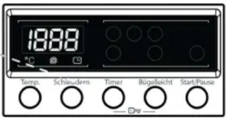 1888 °C Temp. Schleudern Timer Bügelicht Start/Pause