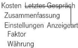 Kosten Letztes Gespräch Zusammenfassung Einstellungen Anzeigeart Faktor Währung