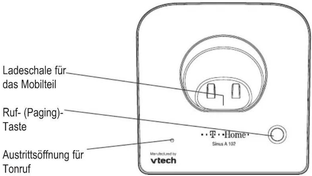 Ladeschale für das Mobilteil Ruf- (Paging)- Taste Austrittsöffnung für Tonruf T Home Sinus A 102 Manufactured by vtech