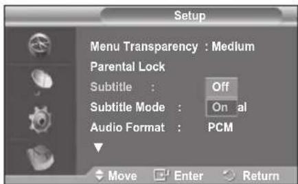 SAMSUNG PS-50Q96HD - Subtitle / Subtitle Mode / Audio Format / Digital Text - 2