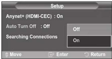 SAMSUNG PS-50Q96HD - Turning an Anynet+ Device Off Automatically when the TV is Turned Off - 1