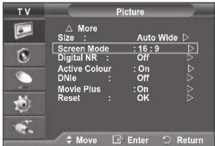SAMSUNG PS-50Q96HD - Selecting the Screen Mode - 4