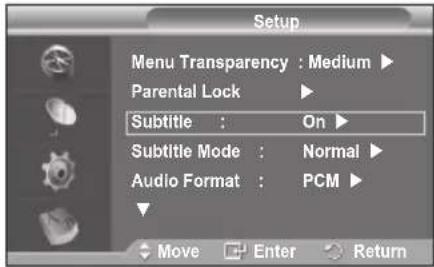 SAMSUNG PS-50Q96HD - Subtitle / Subtitle Mode / Audio Format / Digital Text - 1