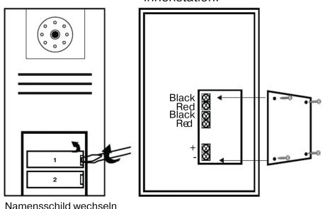 Namensschild wechseln 1 2 Black Red Black Red + -