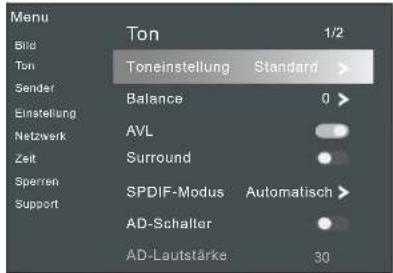 Terris UHD 4982 - SOUNDEINSTELLUNGEN ÄNDERN - 1