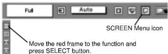 Full Auto SCREEN Menu icon Move the red frame to the function and press SELECT button.