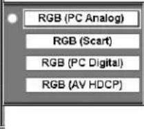 RGB (PC Analog) RGB (Scart) RGB (PC Digital) RGB (AV HDCP)