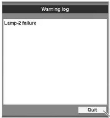 Warning log Lamp-2 failure Quit