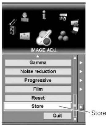 IMAGE ADJ. Gamma Noise reduction Progressive Film Reset Store Quit Store
