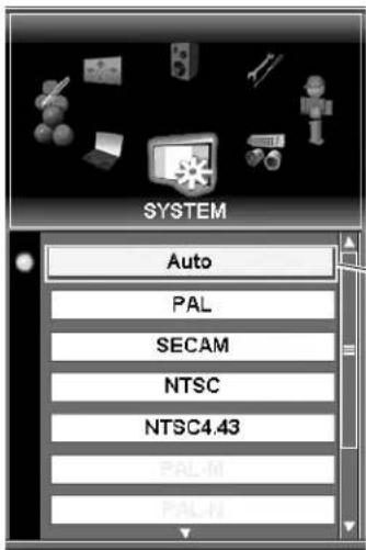SYSTEM Auto PAL SECAM NTSC NTSC4.43 PALM PALN