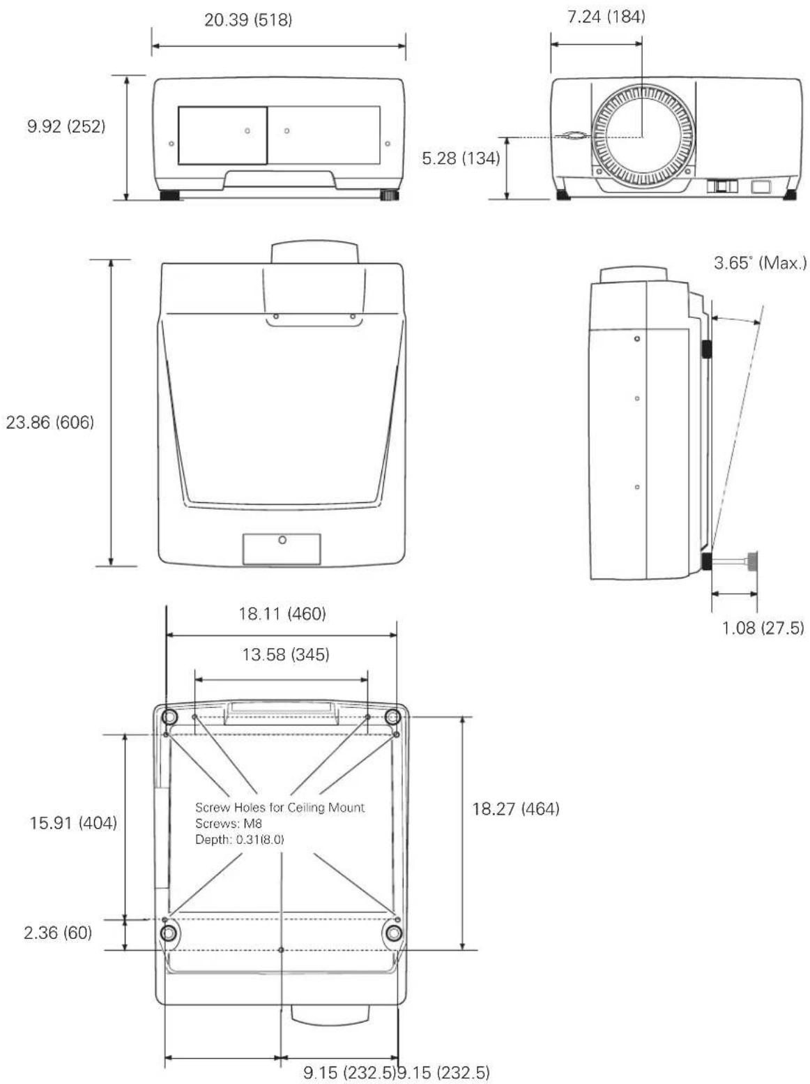 SANYO PLC-EF60 - Dimensions - 1