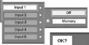 Input 1 Input 2 Input 3 Input 4 Input 5 Off Memory OK?