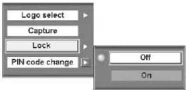 Logo select Capture Lock PIN code change Off On