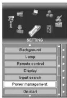 SETTING Background Lamp Remote control Display Input search Power management On start