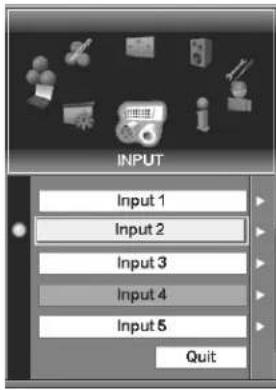 INPUT Input 1 Input 2 Input 3 Input 4 Input 5 Quit
