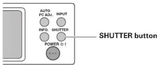 AUTO PC ADJ. INPUT INFO. SHUTTER POWER 0-1 SHUTTER button