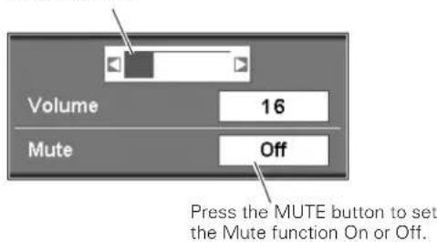 Volume 16 Mute Off Press the MUTE button to set the Mute function On or Off.