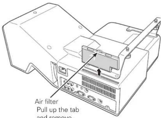 Air filter Pull up the tab and remove