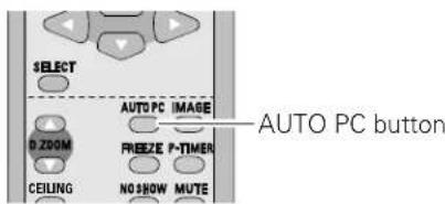 SELECT AUTO PC IMAGE D ZOOM FREEZE P-TIMER CEILING NO SHOW MUTE AUTO PC button
