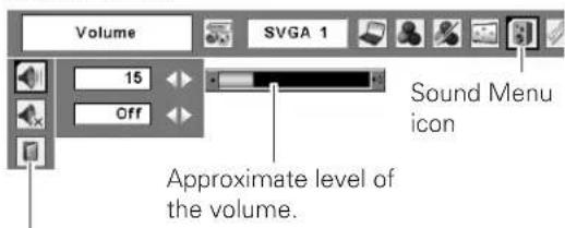 Volume SVGA 1 15 Off Sound Menu icon Approximate level of the volume.