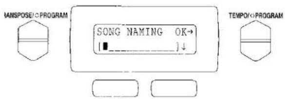 IANSPOSE/O/PROGRAM SONG NAMING OK→ [ ]↓ TEMPO/O/PROGRAM