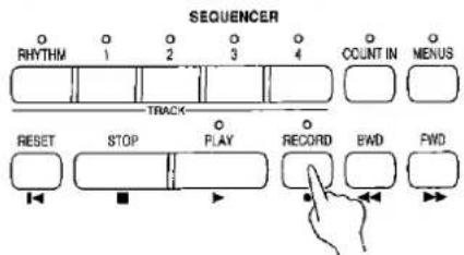 SEQUENCER RHYTHM 1 2 3 4 COUNT IN MENUS TRACK RESET STOP PLAY RECORD BWD FWD